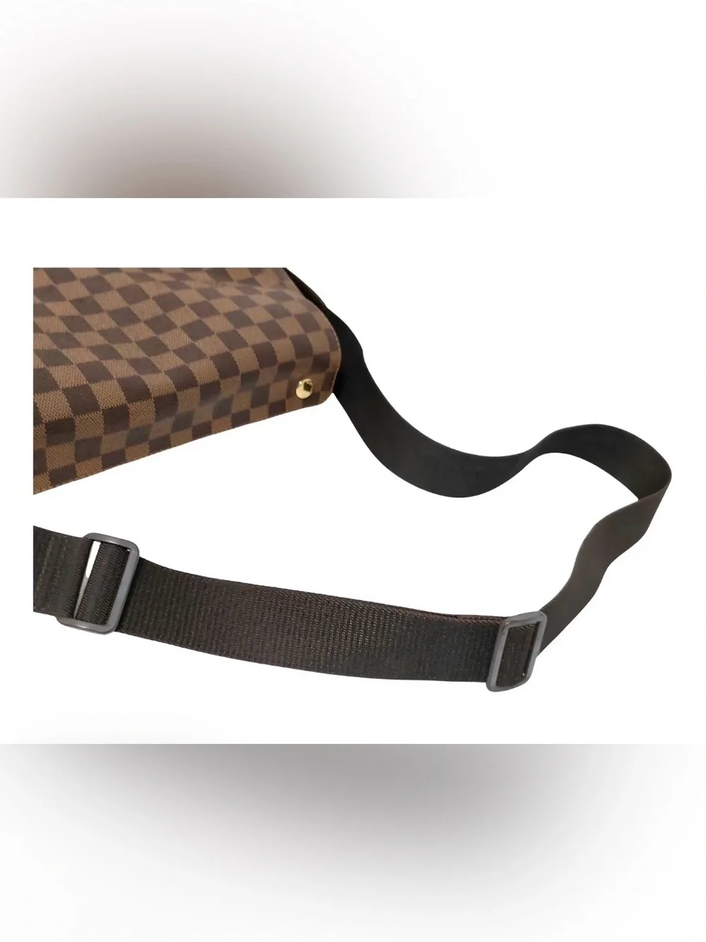 Louis Vuitton Brown Damier Ebene Messenger Bag with Black Strap